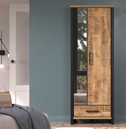 Garderobenschrank Loom in Mango und schwarz Garderobe 73 x 195 cm