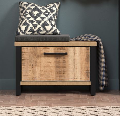 Garderobe Sitzbank Loom in Mango und schwarz Garderobenbank 73 cm