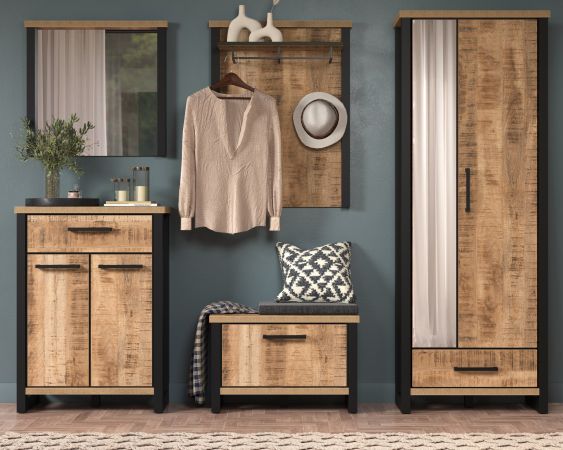 Garderobe Set 5-teilig Loom in Mango und schwarz Garderobenkombination 249 x 195 cm