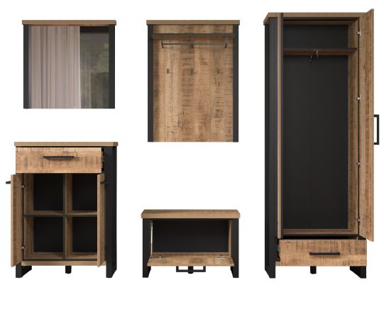 Garderobe Set 5-teilig Loom in Mango und schwarz Garderobenkombination 249 x 195 cm