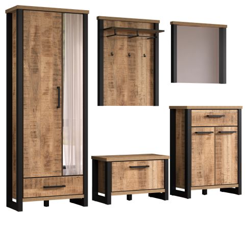Garderobe Set 5-teilig Loom in Mango und schwarz Garderobenkombination 249 x 195 cm