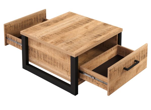 Couchtisch Loom in Mango und schwarz Beistelltisch quadratisch 80 x 80 cm