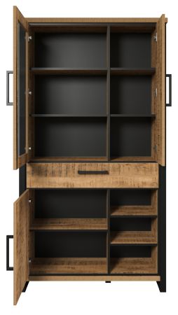 Vitrine Loom in Mango und schwarz Wohn- und Esszimmer Vitrinenschrank 106 x 195 cm