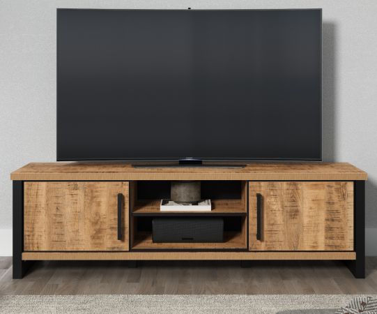 TV-Lowboard Loom in Mango und schwarz TV Unterteil 166 cm
