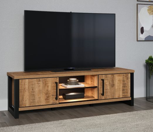 TV-Lowboard Loom in Mango und schwarz TV Unterteil 166 cm