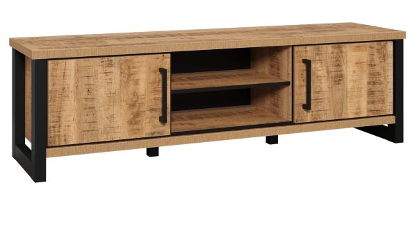 TV-Lowboard Loom in Mango und schwarz TV Unterteil 166 cm