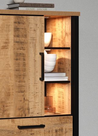 Highboard Loom in Mango und schwarz Wohn- und Esszimmer Kommode 87 x 155 cm