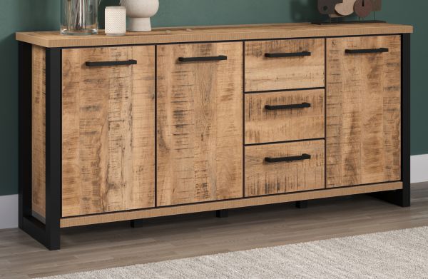 Sideboard Loom in Mango und schwarz Kommode 180 x 86 cm