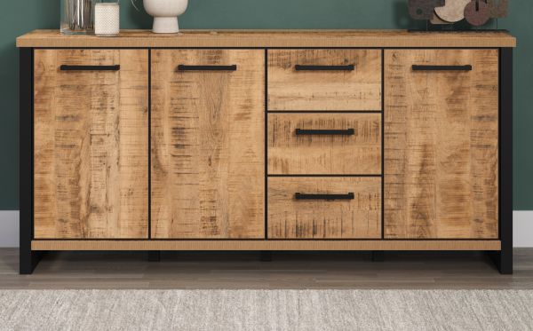 Sideboard Loom in Mango und schwarz Kommode 180 x 86 cm