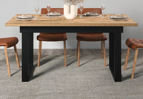 Esstisch Loom in Mango und schwarz K�chentisch 160 x 90 cm