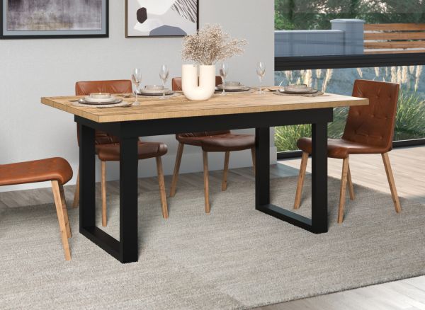 Esstisch Loom in Mango und schwarz K�chentisch 160 x 90 cm