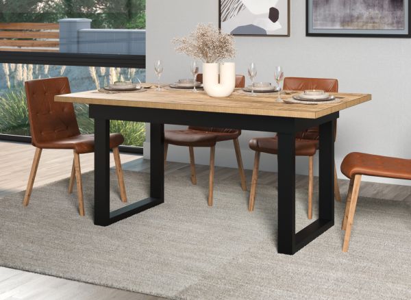 Esstisch Loom in Mango und schwarz K�chentisch 160 x 90 cm