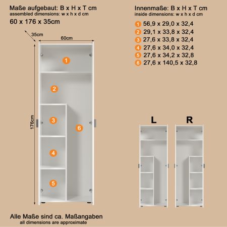 Besenschrank Purio in wei� Putzschrank 60 x 176 cm
