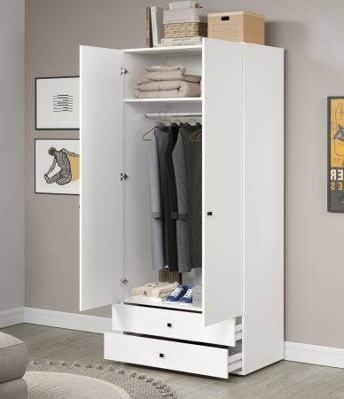 Kleiderschrank Purio in wei� Dreht�renschrank 2-t�rig 81 x 176 cm