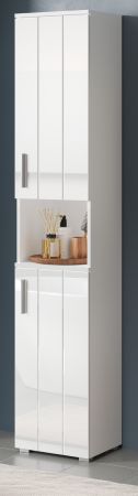 Badezimmer Hochschrank Bianco in wei� Hochglanz Badschrank 37 x 192 cm