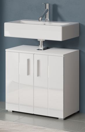 Waschbeckenunterschrank Bianco in wei� Hochglanz Badezimmer Unterschrank 37 x 192 cm