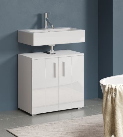 Waschbeckenunterschrank Bianco in wei� Hochglanz Badezimmer Unterschrank 37 x 192 cm