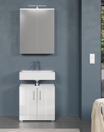 Badezimmer Spiegelschrank Bianco in wei� Badschrank 2-t�rig 60 x 78 cm