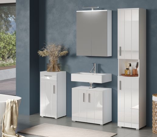 Badezimmer Spiegelschrank Bianco in wei� Badschrank 2-t�rig 60 x 78 cm