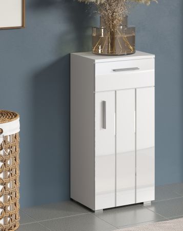 Badezimmer Kommode Bianco in wei� Hochglanz Badschrank 37 x 83 cm
