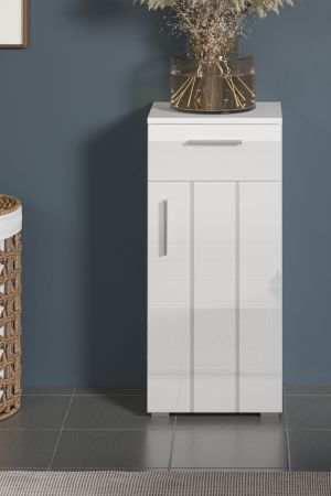 Badezimmer Kommode Bianco in wei� Hochglanz Badschrank 37 x 83 cm