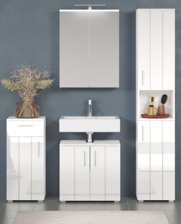 Badm�bel Set 4-teilig Bianco in wei� Hochglanz Badkombination 164 x 192 cm