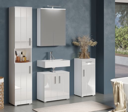 Badm�bel Set 4-teilig Bianco in wei� Hochglanz Badkombination 164 x 192 cm