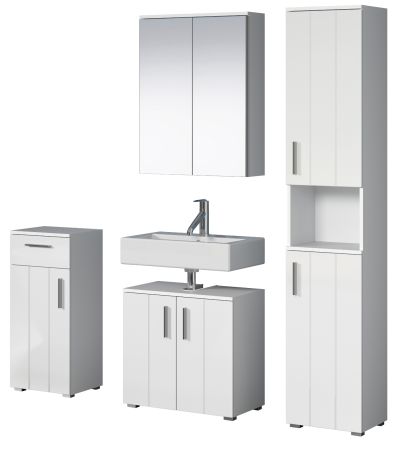 Badm�bel Set 4-teilig Bianco in wei� Hochglanz Badkombination 164 x 192 cm