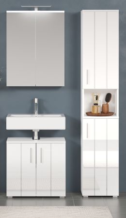 Badm�bel Set 3-teilig Bianco in wei� Hochglanz Badkombination 112 x 192 cm