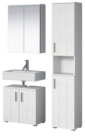 Badm�bel Set 3-teilig Bianco in wei� Hochglanz Badkombination 112 x 192 cm