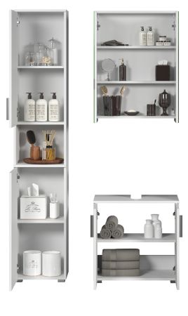Badm�bel Set 3-teilig Bianco in wei� Hochglanz Badkombination 112 x 192 cm