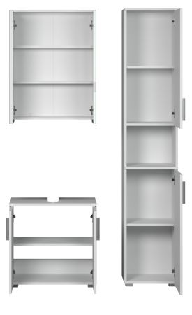 Badm�bel Set 3-teilig Bianco in wei� Hochglanz Badkombination 112 x 192 cm