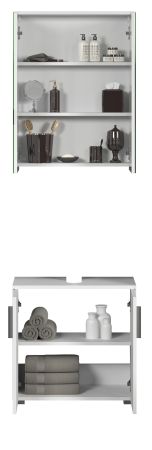 Badm�bel Set 2-teilig Bianco in wei� Hochglanz Badkombination 60 x 192 cm