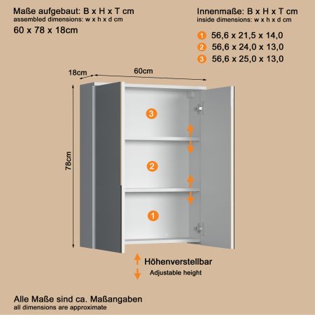 Badm�bel Set 2-teilig Bianco in wei� Hochglanz Badkombination 60 x 192 cm