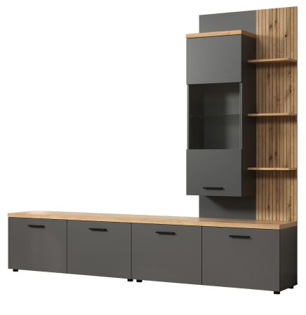 Wohnwand Groove in grau und Evoke Eiche Schrankwand 240 cm