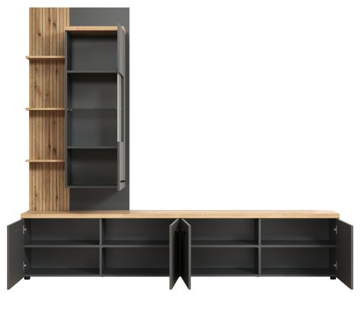 Wohnwand Groove in grau und Evoke Eiche Schrankwand 240 cm