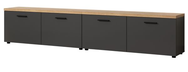 TV-Lowboard Groove in grau und Evoke Eiche TV Unterteil 240 cm