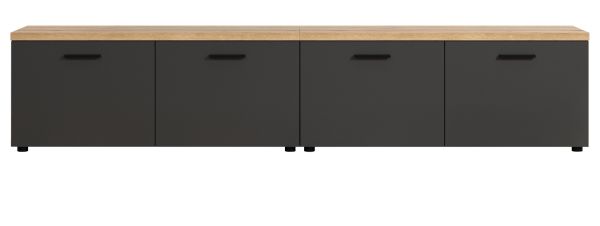 TV-Lowboard Groove in grau und Evoke Eiche TV Unterteil 240 cm