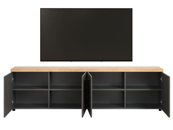 TV-Lowboard Groove in grau und Evoke Eiche TV Unterteil 240 cm