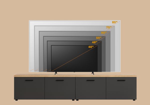 TV-Lowboard Groove in grau und Evoke Eiche TV Unterteil 240 cm