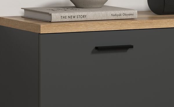 Wohnwand Groove in grau und Evoke Eiche Schrankwand 360 cm