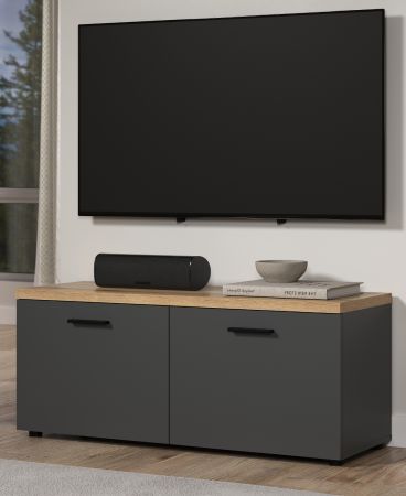 TV-Lowboard Groove in grau und Evoke Eiche TV Unterteil 120 cm
