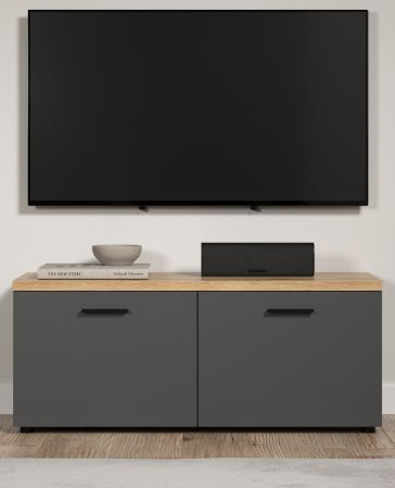 TV-Lowboard Groove in grau und Evoke Eiche TV Unterteil 120 cm