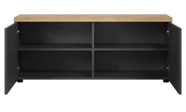 TV-Lowboard Groove in grau und Evoke Eiche TV Unterteil 120 cm