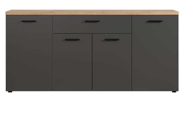 Sideboard Groove in Grau mit Evoke Eiche, 4-t�rige Kommode 180 x 85 cm