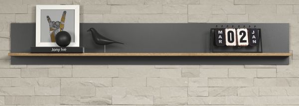 Wandboard Groove in grau und Evoke Eiche Wandregal 167 x 25 cm