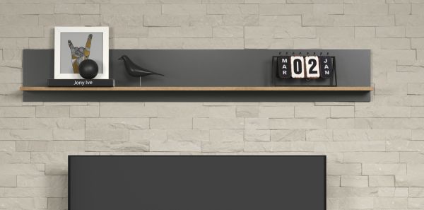 Wandboard Groove in grau und Evoke Eiche Wandregal 167 x 25 cm