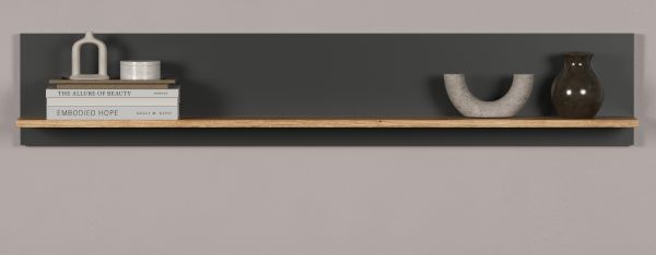 Wandboard Groove in grau und Evoke Eiche Wandregal 150 x 25 cm