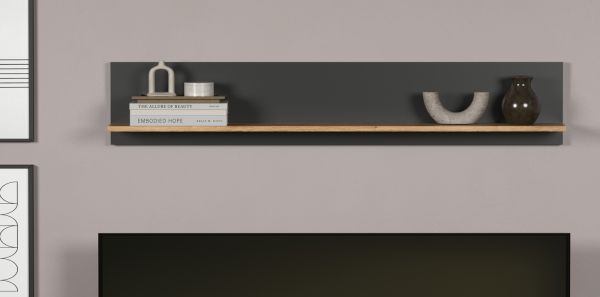 Wandboard Groove in grau und Evoke Eiche Wandregal 150 x 25 cm
