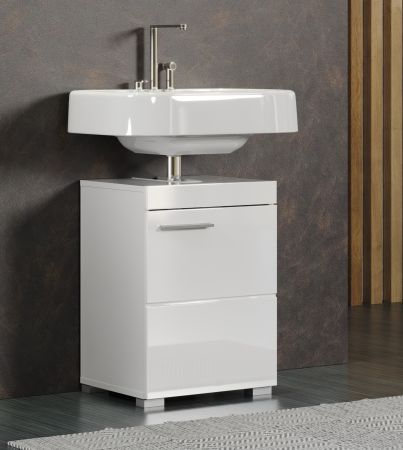Badezimmer Waschbeckenunterschrank Adamo in wei� Hochglanz Badschrank 40 x 56 cm